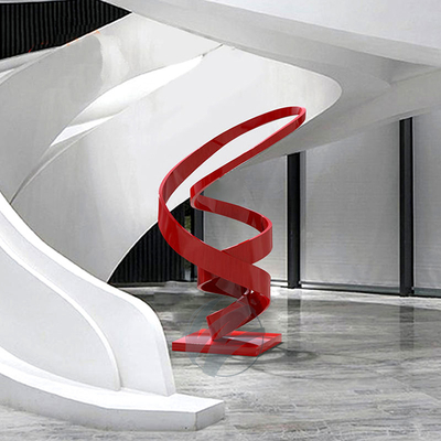 Scultura Astratta in Acciaio Inossidabile Laccato Rosso - Statua d'Arte Moderna per Ufficio, Hotel e Arredamento di Lusso