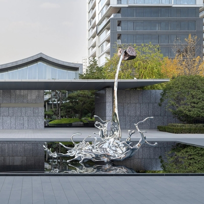 Scultura fontana d'acqua per esterni in acciaio inossidabile con design a cerchio per la decorazione