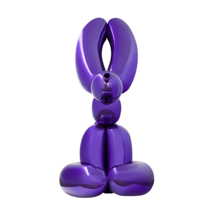 Un buon prezzo. Scultura commerciale su misura Pallone viola Coniglio in fibra di vetro in linea