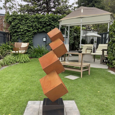Un buon prezzo. Modern Outdoor Garden Decorative Rusted Corten Steel Tiered Cube Sculpture in linea
