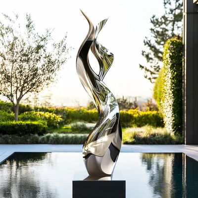 Un buon prezzo. Scultura di finitura mirror in acciaio inossidabile per esterni in linea