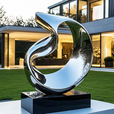 Decorazione esteriore Scultura in acciaio inossidabile lucidata a flusso eterno