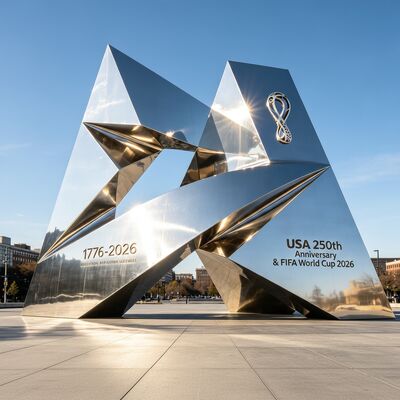 Un buon prezzo. Sculpture monumentali geometriche in acciaio inossidabile lucidate su misura per eventi USA 2026 in linea