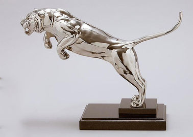 Scultura lucidata a grandezza naturale della tigre del metallo della scultura dell'acciaio inossidabile per la decorazione pubblica