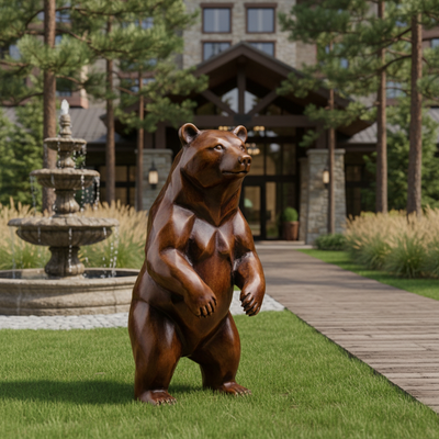 Un buon prezzo. Fusione in metallo personalizzata Grandezza vitale Scultura di orso di bronzo Statue di giardino all'aperto Arte animale realistica per Villa Parco Arredamento paesaggistico in linea