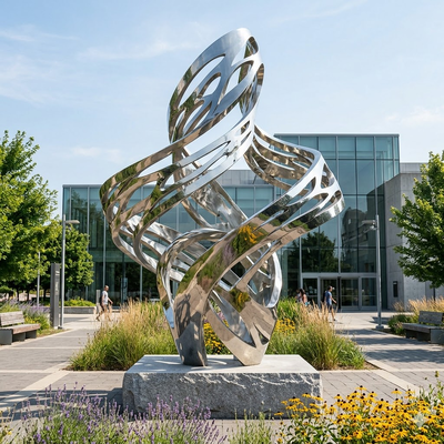 Un buon prezzo. Scultura di metallo lucido di lusso in acciaio inossidabile per l'arredamento del giardino in linea