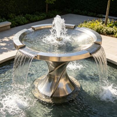 Scultura personalizzabile per fontana da giardino all'aperto con fontana in acciaio inossidabile per spazi pubblici e miglioramenti del paesaggio commerciale