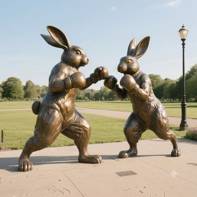 Un buon prezzo. Statua di lepre da boxe in bronzo a grandezza naturale In linea