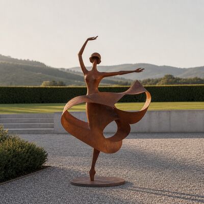 Un buon prezzo. Grandezza naturale Donna danzatrice in metallo Scultura Corten Steel Giardino Statua Giardino esterno Giardino piscina Art Decor Figurina di danzatrice moderna fatta a mano In linea