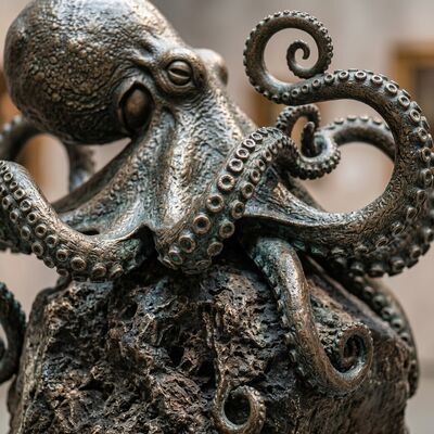 Un buon prezzo. Statua di polpo in bronzo fatta a mano per la decorazione del giardino In linea