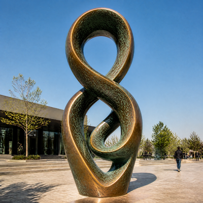 Un buon prezzo. Decorazione d'arte in metallo personalizzata Bronzo Scultura di rame Statua Paesaggistica Pubblica Arte Disegno del nastro In linea