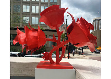 Un buon prezzo. La scultura all'aperto rossa moderna Rosa dell'acciaio inossidabile fiorisce la resistenza alla corrosione in linea