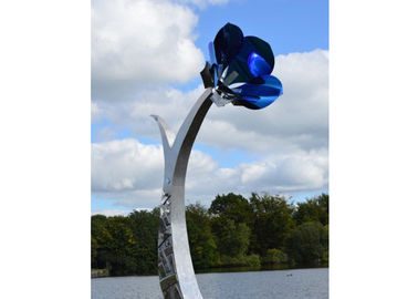 Un buon prezzo. Rivestimento dipinto blu dell'acciaio inossidabile della scultura del fiore del metallo di colore della decorazione del giardino in linea