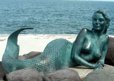OEM bronzeo all'aperto di lunghezza della scultura 200cm del giardino della sirena della decorazione disponibile