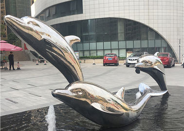 Scultura all'aperto a grandezza naturale realistica dell'acciaio inossidabile della scultura del delfino del metallo per la fontana