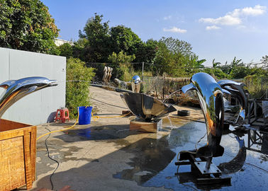 Un buon prezzo. Fontana del delfino della scultura lucidata specchio dell'acciaio inossidabile di arte di progettazione moderna in linea