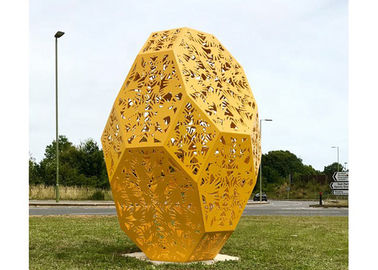 Scultura pubblica all'aperto dipinta giallo enorme dell'acciaio inossidabile della scultura del metallo