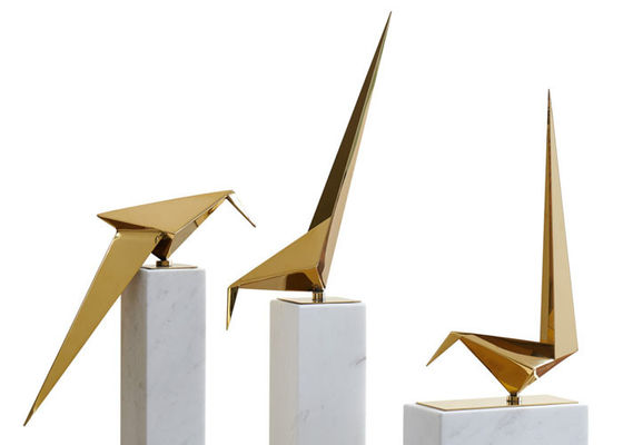 Origami lucidati Crane Sculpture For Interior Decoration di acciaio inossidabile