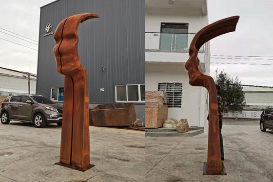 Scultura d'acciaio del fronte del metallo di Corten di altezza rustica di 3m per il giardino